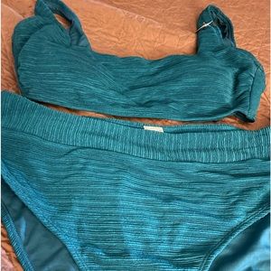 NWT 2 piece bathing suit size 12-14 textured fabric